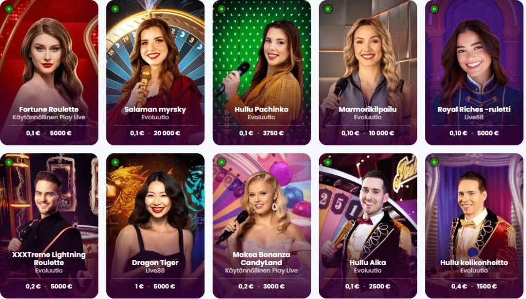 Live-pelit Winnerz Casinolla